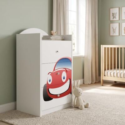 Happy Babies Kindercommode wit met 3 laden, ladekast met mooie print, waskast voor kinderkamer, babykamer, uniseks, nr. 11 Happy Babies Kindercommode wit met 3 laden, ladekast met mooie print, waskast voor kinderkamer, babykamer, uniseks, nr. 11