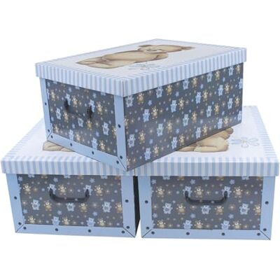 Spetebo Set van 3 opbergdozen met deksel, 51 x 37 cm, teddybeer, stapelbare kartonnen doos met handgrepen, 45 liter, organizer, multifunctionele opbergdoos, geschenkdoos Spetebo Set van 3 opbergdozen met deksel, 51 x 37 cm, teddybeer, stapelbare kartonnen doos met handgrepen, 45 liter, organizer, multifunctionele opbergdoos, geschenkdoos