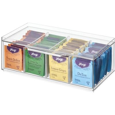 InterDesign iDesign 72110 stapelbare opberglade van BPA-vrij kunststof met deksel voor keukenkasten en toonbanken, 32 x 15,8 x 11,6 cm, thee-organizer InterDesign iDesign 72110 stapelbare opberglade van BPA-vrij kunststof met deksel voor keukenkasten en toonbanken, 32 x 15,8 x 11,6 cm, thee-organizer