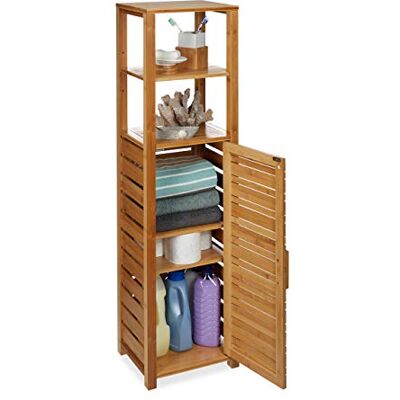 Relaxdays Badkamerrek van bamboe, 6 planken, vochtbestendig, 119 x 33 x 25,5 cm, naturel Relaxdays Badkamerrek van bamboe, 6 planken, vochtbestendig, 119 x 33 x 25,5 cm, naturel