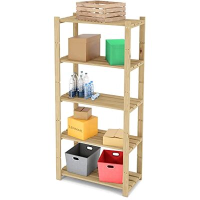 Lenmar Serie B Wandrek van grenenhout, lichtbeige, B-22, 170 x 70 x 40 cm, 5 opbergplanken voor kantoor en woonkamer Lenmar Serie B Wandrek van grenenhout, lichtbeige, B-22, 170 x 70 x 40 cm, 5 opbergplanken voor kantoor en woonkamer