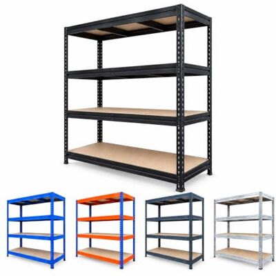 KARAT Planken met grote grip, steekrek, montage zonder gereedschap, zware lasten, rek voor winkel en garage, modulair werkplaatsrek (zwart, 177 x 200 x 60 cm, 4 niveaus) KARAT Planken met grote grip, steekrek, montage zonder gereedschap, zware lasten, rek voor winkel en garage, modulair werkplaatsrek (zwart, 177 x 200 x 60 cm, 4 niveaus)