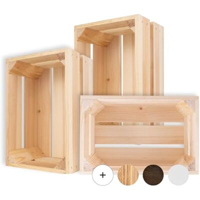 Creative Set van 3 natuurlijke houten kisten, 30 x 20 x 15 cm, vintage opslag, decoratieve houten kist Creative Set van 3 natuurlijke houten kisten, 30 x 20 x 15 cm, vintage opslag, decoratieve houten kist