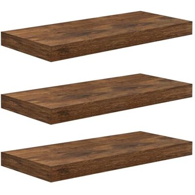 WOLTU Wandrek, boekenkast, decoratieve wandplanken, MDF-hout, set van 3, hangplanken, vintage bruin WOLTU Wandrek, boekenkast, decoratieve wandplanken, MDF-hout, set van 3, hangplanken, vintage bruin