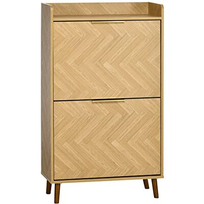 HOMCOM Schoenenkast, 12 paar, 2 laden, 70 x 30 x 120 cm, natuur HOMCOM Schoenenkast, 12 paar, 2 laden, 70 x 30 x 120 cm, natuur