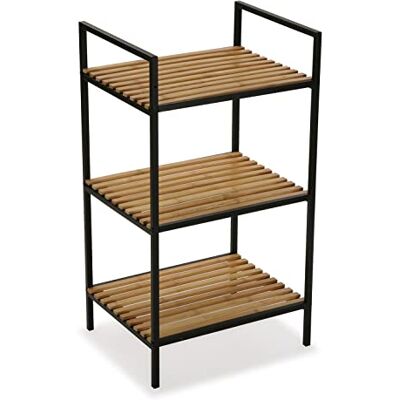 Versa Willow Bijkomend badkamermeubilair, organisatorische rekken met 3 legplanken, afmetingen (H x B x H) 70 x 32,5 x 39 cm, bamboe van metaal, kleur zwart Versa Willow Bijkomend badkamermeubilair, organisatorische rekken met 3 legplanken, afmetingen (H x B x H) 70 x 32,5 x 39 cm, bamboe van metaal, kleur zwart
