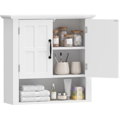 HOMCOM Hoge wandkast voor badkamer of toilet, 60 x 20 x 58 cm, wit HOMCOM Hoge wandkast voor badkamer of toilet, 60 x 20 x 58 cm, wit