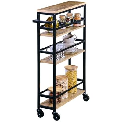 Kesper Nichewagen, materiaal: metaal en spaanplaat, FSC-gecertificeerd, afmetingen: b 50 x h: 81 x d: 15 cm, kleur: natuur/zwart 27842 Kesper Nichewagen, materiaal: metaal en spaanplaat, FSC-gecertificeerd, afmetingen: b 50 x h: 81 x d: 15 cm, kleur: natuur/zwart 27842