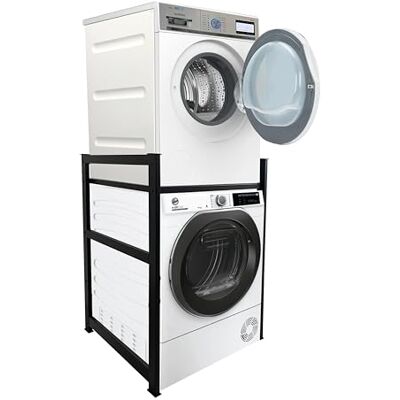 QUICK STAR Wasmachinerek 74 x 65 x 111 cm Zwart Wasmachinerek en droger Vrijstaand rek voor badkamer, kelder QUICK STAR Wasmachinerek 74 x 65 x 111 cm Zwart Wasmachinerek en droger Vrijstaand rek voor badkamer, kelder