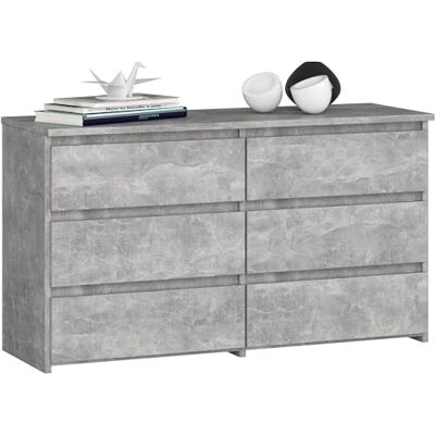 AKORD CL-100 Commode met 6 laden, functioneel, voor woonkamer, slaapkamer, duurzaam, rolgeleider, met ABS-randen, 35 x 100 x 57 cm, beton en betonnen voorkant AKORD CL-100 Commode met 6 laden, functioneel, voor woonkamer, slaapkamer, duurzaam, rolgeleider, met ABS-randen, 35 x 100 x 57 cm, beton en betonnen voorkant