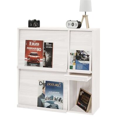 Iris Ohyama Movian, Opbergkast met planken/meubels met deuren, eenvoudige montage, aanpasbaar, kantoor, woonkamer Flap Rack FR-F4 eiken wit Iris Ohyama Movian, Opbergkast met planken/meubels met deuren, eenvoudige montage, aanpasbaar, kantoor, woonkamer Flap Rack FR-F4 eiken wit