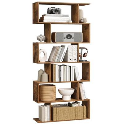 VASAGLE Hedendaagse boekenkast, plank met 6 niveaus, opbergkast, scheidingswand, voor woonkamer, slaapkamer, kantoor, rustiek bruin LBC61BX VASAGLE Hedendaagse boekenkast, plank met 6 niveaus, opbergkast, scheidingswand, voor woonkamer, slaapkamer, kantoor, rustiek bruin LBC61BX
