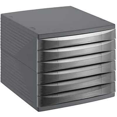 Rotho Quadra Ladekast/bureaubox met 6 laden, BPA-vrije kunststof (PS), zwart, (36,5 x 28,0 x 25,0 cm) Rotho Quadra Ladekast/bureaubox met 6 laden, BPA-vrije kunststof (PS), zwart, (36,5 x 28,0 x 25,0 cm)