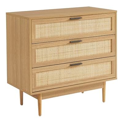 BAÏTA Commode Amana eikeneffect en rieten rotan 3 laden 80 cm BAÏTA Commode Amana eikeneffect en rieten rotan 3 laden 80 cm