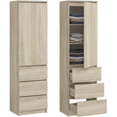Home Collective Kast, kledingkast, multifunctionele kast met 3 planken in 3 lades compacte en functionele kast voor slaapkamer, hal of werkkamer 40 x 50 x 180 cm (b x d x h) Sonoma Home Collective Kast, kledingkast, multifunctionele kast met 3 planken in 3 lades compacte en functionele kast voor slaapkamer, hal of werkkamer 40 x 50 x 180 cm (b x d x h) Sonoma