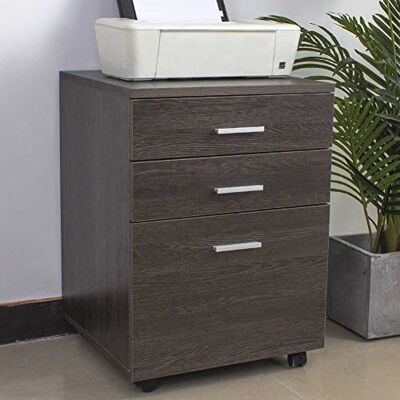 BAKAJI Commode Printerkast van MDF-hout met 3 laden en 4 zwenkwielen modern design, decoratie voor thuis, kantoor, afmetingen 46,5 x 45 x 64 cm (Moro) BAKAJI Commode Printerkast van MDF-hout met 3 laden en 4 zwenkwielen modern design, decoratie voor thuis, kantoor, afmetingen 46,5 x 45 x 64 cm (Moro)