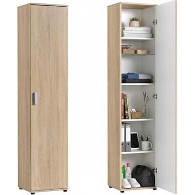 Home Collective Smalle multifunctionele kast 40 cm breed met 1 deur & 4 legplanken, universele kast voor in huis, hal, kantoor of slaapkamer, 40 x 35 x 184 cm (b x d x h), Sonoma eiken Home Collective Smalle multifunctionele kast 40 cm breed met 1 deur & 4 legplanken, universele kast voor in huis, hal, kantoor of slaapkamer, 40 x 35 x 184 cm (b x d x h), Sonoma eiken