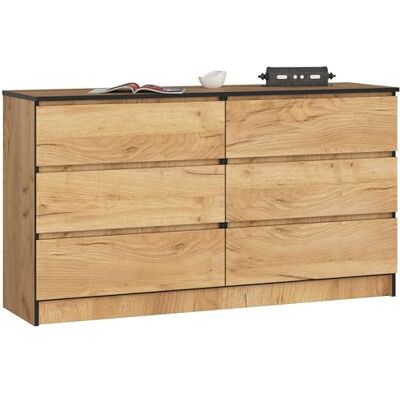 AKORD Commode K140 138 cm 6 laden woonkamer slaapkamer kantoor 138 x 77 x 40 cm gewicht 50,30 kg ambachtelijke eik AKORD Commode K140 138 cm 6 laden woonkamer slaapkamer kantoor 138 x 77 x 40 cm gewicht 50,30 kg ambachtelijke eik