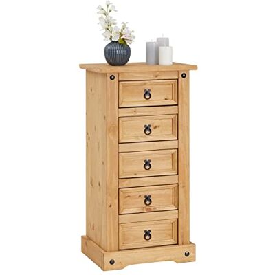 IDIMEX Salsa Dressoir van hout, Mexicaanse stijl, met 5 laden, van massief grenen, getint/gewaxt oppervlak IDIMEX Salsa Dressoir van hout, Mexicaanse stijl, met 5 laden, van massief grenen, getint/gewaxt oppervlak