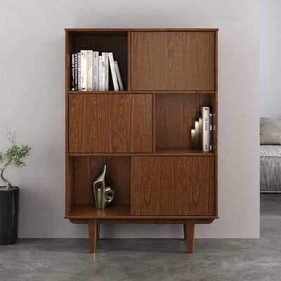 IDIMEX Simona Hoge dressoir met 3 deuren, kastanje, woonkamercommode met legplank en deuren voor gesloten opbergruimte, vintage, woonkamerkast, modern, retro design IDIMEX Simona Hoge dressoir met 3 deuren, kastanje, woonkamercommode met legplank en deuren voor gesloten opbergruimte, vintage, woonkamerkast, modern, retro design