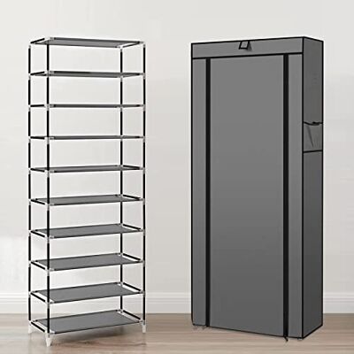 LANTUS Opbergkast, Kledingkast voor slaapkamer van volwassenen, opvouwbare kledingkast, opvouwbare kledingrek, voor garderobe, slaapkamer, werkkamer (60 x 30 x 160 cm, donkergrijs) LANTUS Opbergkast, Kledingkast voor slaapkamer van volwassenen, opvouwbare kledingkast, opvouwbare kledingrek, voor garderobe, slaapkamer, werkkamer (60 x 30 x 160 cm, donkergrijs)