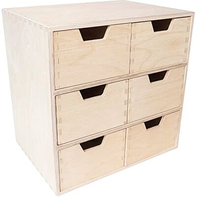 Creative Mini Houten Kist met 6 Laden Opbergkast Onbeschilderd Multiplex 28.5 x 20 x 28.5 cm Perfect voor Opbergen, Decoupage en Decoreren Creative Mini Houten Kist met 6 Laden Opbergkast Onbeschilderd Multiplex 28.5 x 20 x 28.5 cm Perfect voor Opbergen, Decoupage en Decoreren