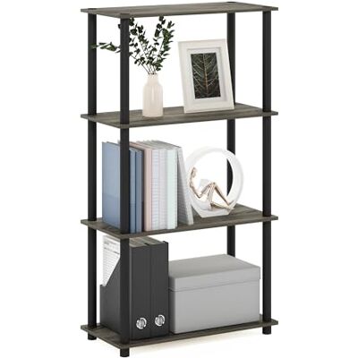 Furinno Turn-N-Tube Rek zonder gereedschap, hout, Frans eiken, grijs (French Oak Grey/Black) Furinno Turn-N-Tube Rek zonder gereedschap, hout, Frans eiken, grijs (French Oak Grey/Black)