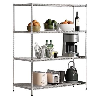 casa pura Everest Metalen opbergrek Maten naar keuze rek voor badkamer, kantoor, garage, keuken eenvoudige montage (Himalaya, 4 planken 90 (L) x 45 (D) x 160 (H) cm) casa pura Everest Metalen opbergrek Maten naar keuze rek voor badkamer, kantoor, garage, keuken eenvoudige montage (Himalaya, 4 planken 90 (L) x 45 (D) x 160 (H) cm)
