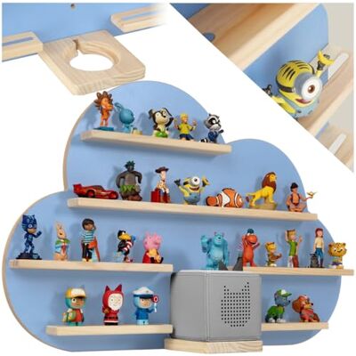 tectake Zwevend rek voor Tonies, 6 houten wandplanken met magneetstrips en afgeronde hoeken, opbergeenheid voor speelgoed tot 28 tonies, zwevende planken voor kinderkamer tectake Zwevend rek voor Tonies, 6 houten wandplanken met magneetstrips en afgeronde hoeken, opbergeenheid voor speelgoed tot 28 tonies, zwevende planken voor kinderkamer