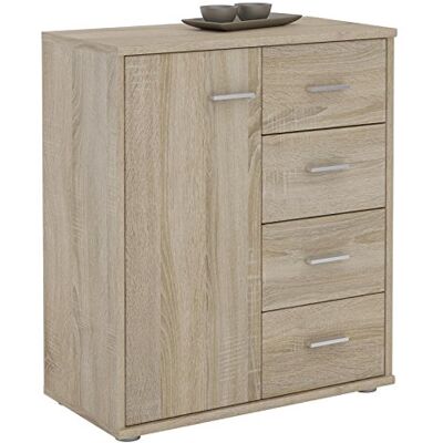 IDIMEX Sideboard Oscar, commode met 4 laden en 1 deur, melamine, decor Sonoma eiken IDIMEX Sideboard Oscar, commode met 4 laden en 1 deur, melamine, decor Sonoma eiken