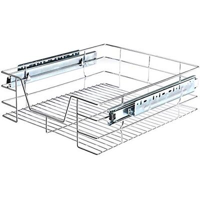 BAKAJI Telescopische lade, keukenkast, afneembare opbergmand met roestvrijstalen rail (perfect voor buitendeuren van 50 cm) BAKAJI Telescopische lade, keukenkast, afneembare opbergmand met roestvrijstalen rail (perfect voor buitendeuren van 50 cm)