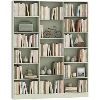 HOMCOM Boekenkast, 6 niveaus, 17 vakken, 149 x 23,6 x 188 cm, groen Opbergplank, verstelbare planken, opbergkast voor woonkamer, slaapkamer, kantoor HOMCOM Boekenkast, 6 niveaus, 17 vakken, 149 x 23,6 x 188 cm, groen Opbergplank, verstelbare planken, opbergkast voor woonkamer, slaapkamer, kantoor