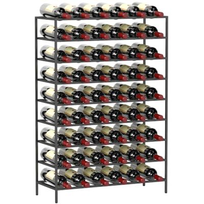 HOMCOM Wijnrek voor 54 flessen, 63 x 25 x 91 cm, metaal, zwart HOMCOM Wijnrek voor 54 flessen, 63 x 25 x 91 cm, metaal, zwart