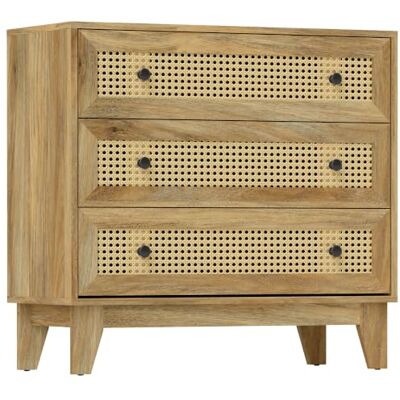HOMCOM Commode met 3 laden, 80 x 35 x 76 cm, lichte houtlook Opbergkast met riet van rotan HOMCOM Commode met 3 laden, 80 x 35 x 76 cm, lichte houtlook Opbergkast met riet van rotan