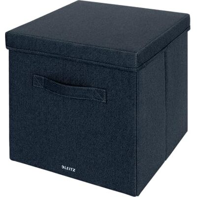 Leitz Set van 2 opbergdozen van stof met deksel, opvouwbare opbergdoos van stof, fluweel, grijs, maat L, 61450089 Leitz Set van 2 opbergdozen van stof met deksel, opvouwbare opbergdoos van stof, fluweel, grijs, maat L, 61450089