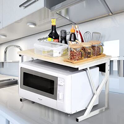 LANTUS Magnetronrek voor magnetron, multifunctioneel, opbergrek, keukenrek, tablethouder, 54 x 35 x 34,5 cm, esdoorn wit LANTUS Magnetronrek voor magnetron, multifunctioneel, opbergrek, keukenrek, tablethouder, 54 x 35 x 34,5 cm, esdoorn wit