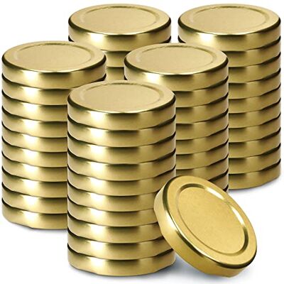 KADAX Set van 50 schroefdeksels Ø 53 mm metaal geschikt voor weckpotten van 115 ml met 4 inkepingen, ideaal voor inmaakpotten, goud KADAX Set van 50 schroefdeksels Ø 53 mm metaal geschikt voor weckpotten van 115 ml met 4 inkepingen, ideaal voor inmaakpotten, goud