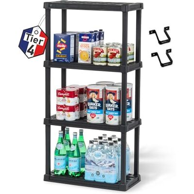 Iris Ohyama , Plank, licht en duurzaam, zwart, capaciteit van 25 kg per niveau, eenvoudig te monteren, roest- en schimmelbestendig, BPA-vrij, rek voor keuken, garage, PRS-M4 Iris Ohyama , Plank, licht en duurzaam, zwart, capaciteit van 25 kg per niveau, eenvoudig te monteren, roest- en schimmelbestendig, BPA-vrij, rek voor keuken, garage, PRS-M4