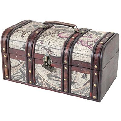HMF Kuba, schatkist van hout met slot, 38 x 20 x 19 cm, groot, 6410-159 HMF Kuba, schatkist van hout met slot, 38 x 20 x 19 cm, groot, 6410-159