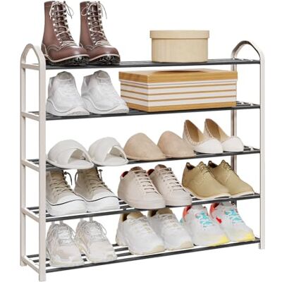 WOLTU Schoenenrek met 5 planken voor 20 paar schoenen, houder voor hal, slaapkamer, XXL, 79 x 19,5 x 79 cm, crème SR0024cm5 WOLTU Schoenenrek met 5 planken voor 20 paar schoenen, houder voor hal, slaapkamer, XXL, 79 x 19,5 x 79 cm, crème SR0024cm5