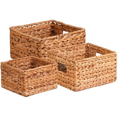 Honey-Can-Do STO-02882 Set van 3 uittrekbare manden van bananenbladeren, meerkleurig, naturel Honey-Can-Do STO-02882 Set van 3 uittrekbare manden van bananenbladeren, meerkleurig, naturel