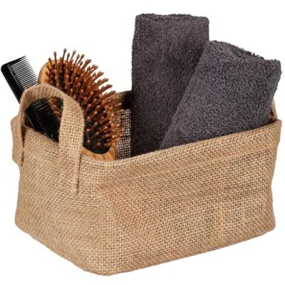 WENKO Juna S Opbergmand, decoratieve mand voor het opbergen van accessoires zoals kleding, met twee praktische handgrepen, buitenkant: 100% jute, 20 x 15 x 15 cm, bruin WENKO Juna S Opbergmand, decoratieve mand voor het opbergen van accessoires zoals kleding, met twee praktische handgrepen, buitenkant: 100% jute, 20 x 15 x 15 cm, bruin