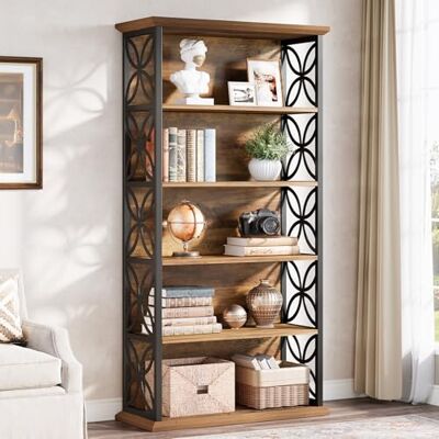 Tribesigns Boekenkast met 6 niveaus, industrieel rek van 180 cm met metalen frame, open staande opbergrekken voor kantoor, woonkamer, slaapkamer Tribesigns Boekenkast met 6 niveaus, industrieel rek van 180 cm met metalen frame, open staande opbergrekken voor kantoor, woonkamer, slaapkamer
