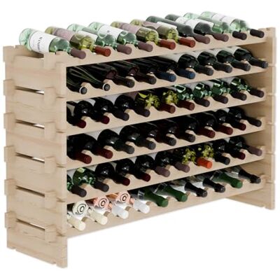 Lenmar RW-STK RW-STK Wijnrek van hout, capaciteit van 48 tot 60 flessen, 6 niveaus, beige, ideaal voor kelder of woonkamer, decoratief rek, robuust wijnrek voor wijnflessen Lenmar RW-STK RW-STK Wijnrek van hout, capaciteit van 48 tot 60 flessen, 6 niveaus, beige, ideaal voor kelder of woonkamer, decoratief rek, robuust wijnrek voor wijnflessen
