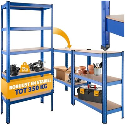 tectake ® Opbergrek, rek, garagekast, opbergkast, rek, 172 x 75,5 x 30,5 cm, 350 kg tectake ® Opbergrek, rek, garagekast, opbergkast, rek, 172 x 75,5 x 30,5 cm, 350 kg