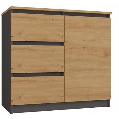 CDF Commode met laden, 1 deur, 3 laden, antraciet Artisan 80 cm Afmetingen 80 x 75 x 40 cm, gelamineerde spaanplaat 16 mm, ABS-randen, fronten zonder handgrepen, handleiding en materiaal CDF Commode met laden, 1 deur, 3 laden, antraciet Artisan 80 cm Afmetingen 80 x 75 x 40 cm, gelamineerde spaanplaat 16 mm, ABS-randen, fronten zonder handgrepen, handleiding en materiaal