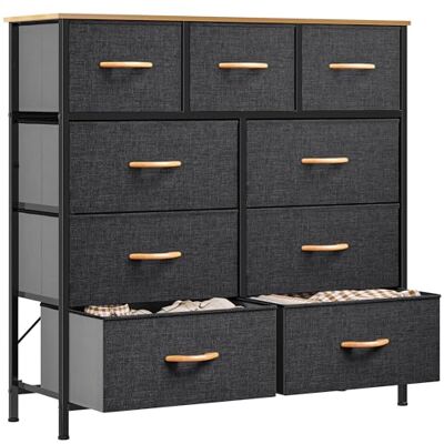 YITAHOME Stoffen commode met 9 laden, opbergeenheid voor slaapkamer, woonkamer, hal, kasten, robuust stalen frame, houten bovenkant en gemakkelijk te trekken stoffen lade (koudgrijs) YITAHOME Stoffen commode met 9 laden, opbergeenheid voor slaapkamer, woonkamer, hal, kasten, robuust stalen frame, houten bovenkant en gemakkelijk te trekken stoffen lade (koudgrijs)