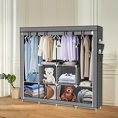 LANTUS Opvouwbare opbergkast, kledingkast, slaapkamerkast van vliesstof, organizer voor slaapkamer, kleedkamer, kledingkast, textiel van vliesstof (170 x 45 x 108 cm, grijs) LANTUS Opvouwbare opbergkast, kledingkast, slaapkamerkast van vliesstof, organizer voor slaapkamer, kleedkamer, kledingkast, textiel van vliesstof (170 x 45 x 108 cm, grijs)