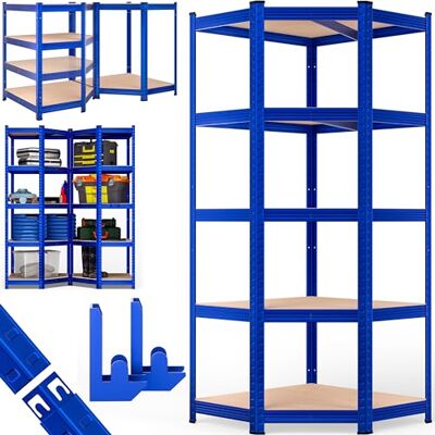Monzana Hoekplank, 180 x 70 x 40 cm, 875 kg, 5 stuks, mdf-rek voor zware lasten, kelder, werkplaats, blauw Monzana Hoekplank, 180 x 70 x 40 cm, 875 kg, 5 stuks, mdf-rek voor zware lasten, kelder, werkplaats, blauw
