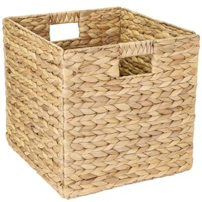 HMF Opbergmand geschikt voor Kallax plank, gevlochten mand van waterhyacint met handgrepen, 32 x 34,5 x 32 cm, naturel HMF Opbergmand geschikt voor Kallax plank, gevlochten mand van waterhyacint met handgrepen, 32 x 34,5 x 32 cm, naturel